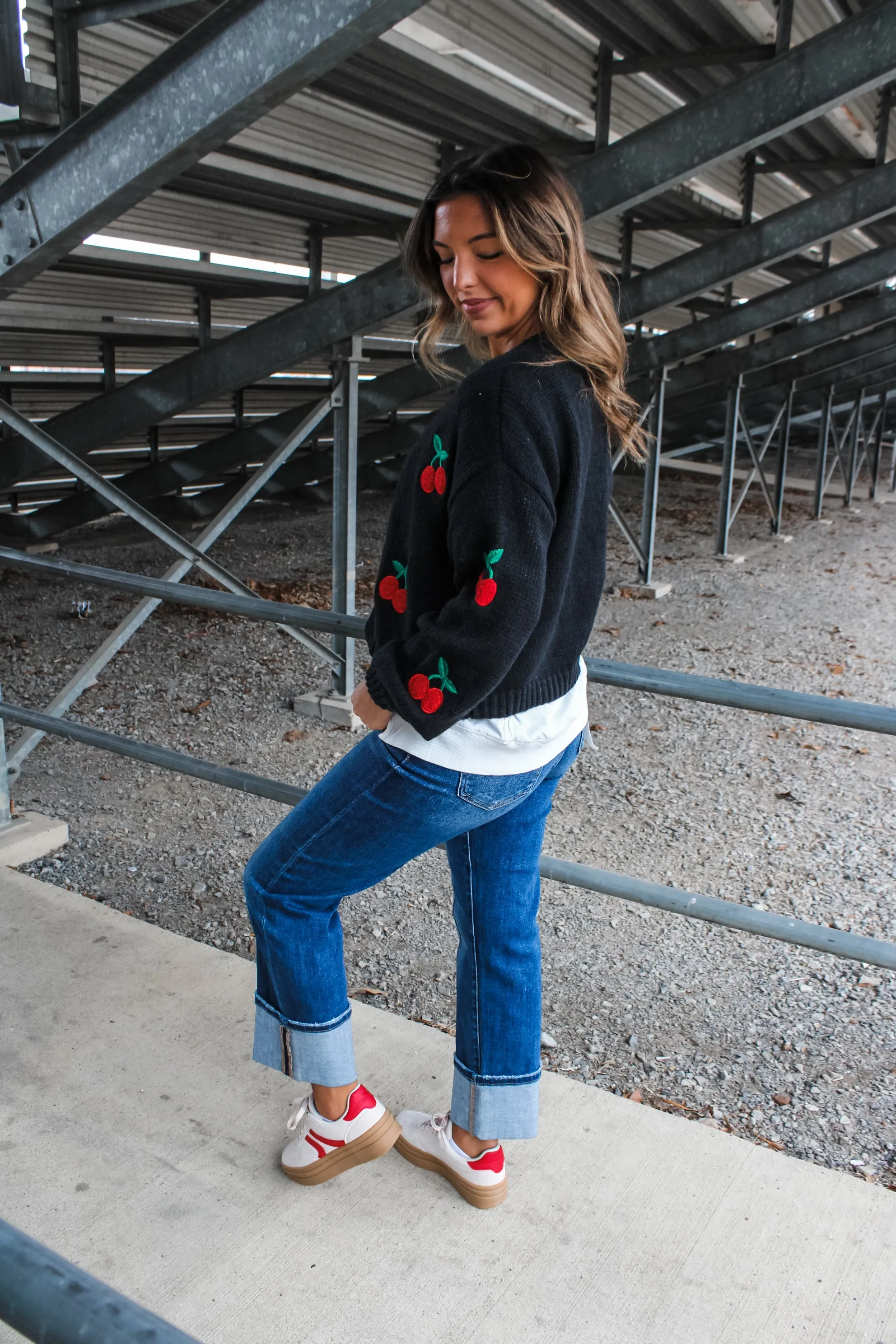 Cherry Picking Embroidered Cardigan • Black - FINAL SALE