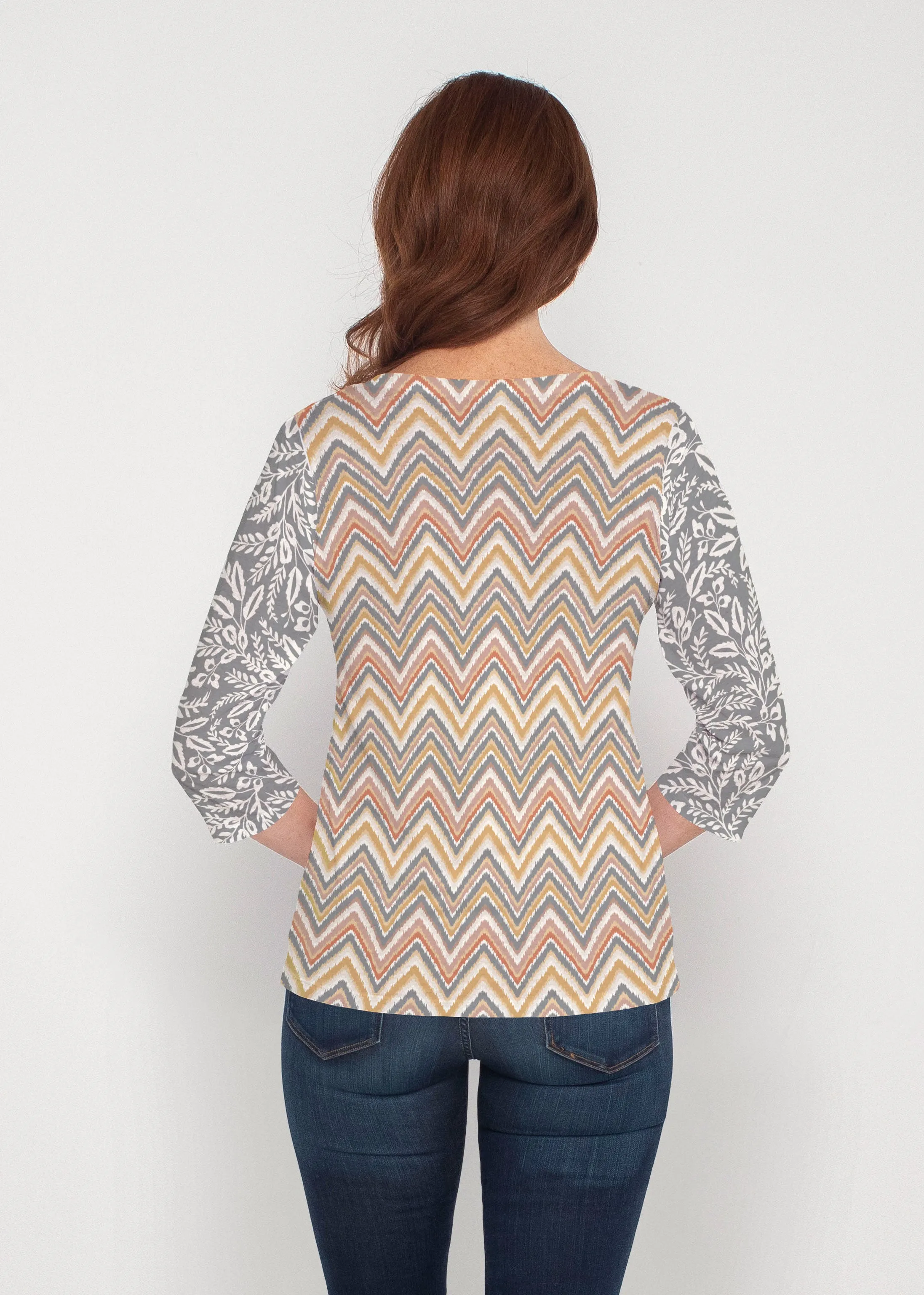 Chevron Vine (8017) ~ Signature 3/4 Sleeve V-Neck Top