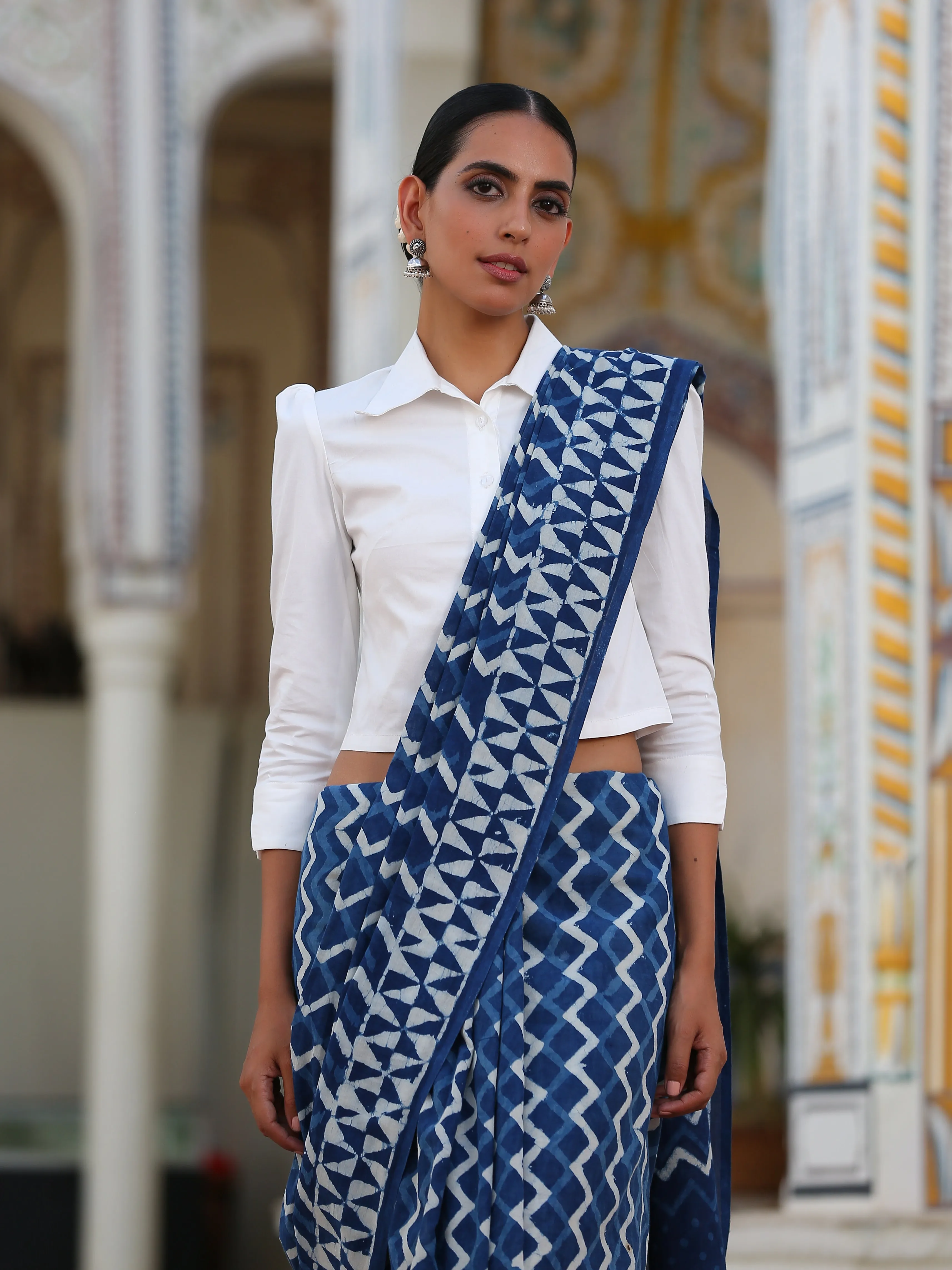Classic White Poplin Stretch Blouse