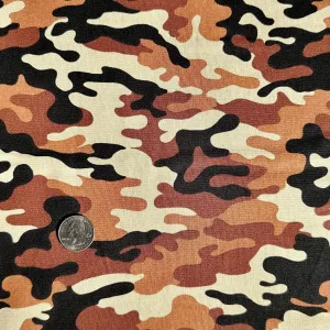 Cotton Fabric BTY Camouflage Camo Brown Tan Black Military