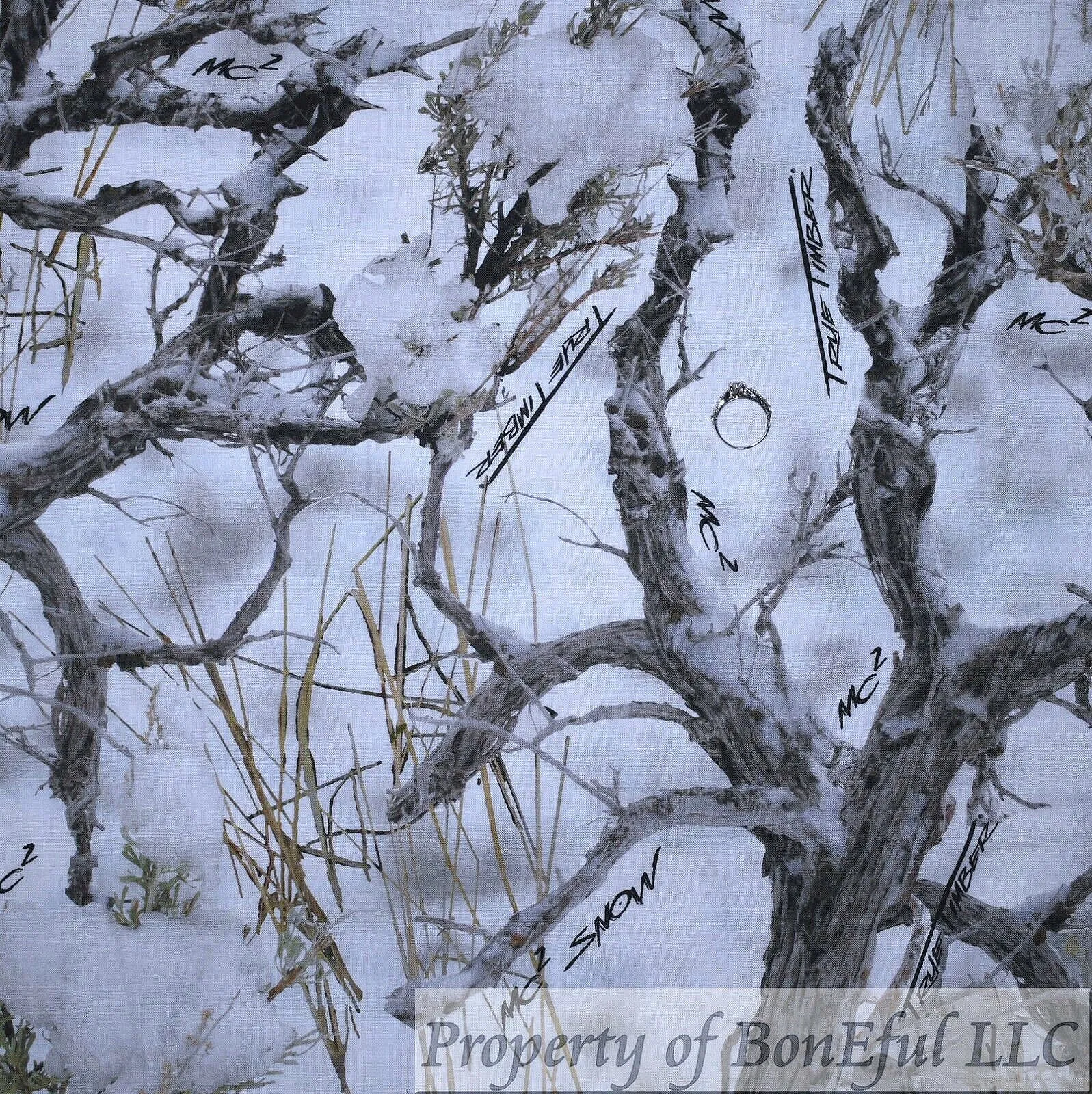 Cotton Fabric BTY Camouflage Camo White Snow Real Tree Hunting