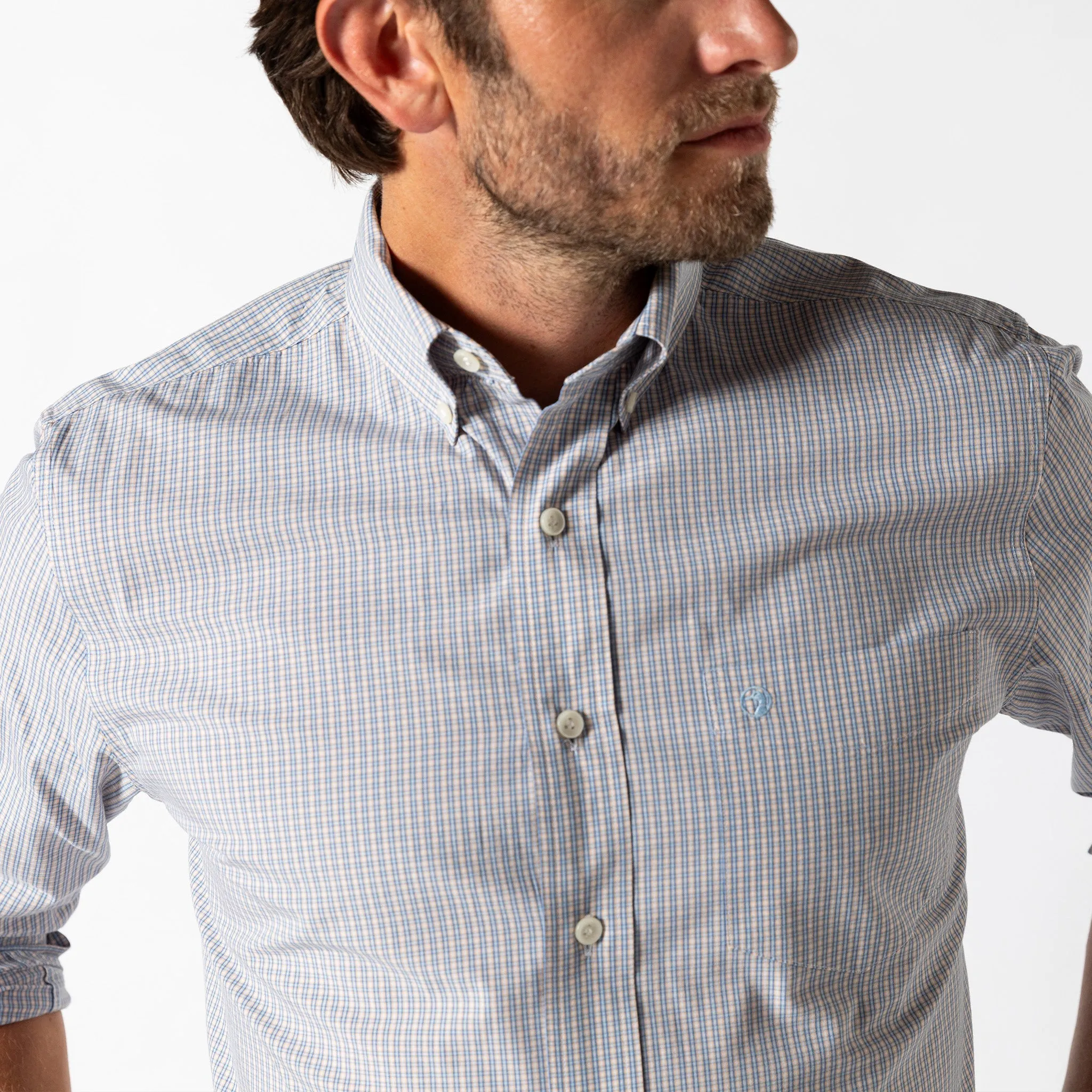 Cotton Poplin Sport Shirt - Ferry Plaid