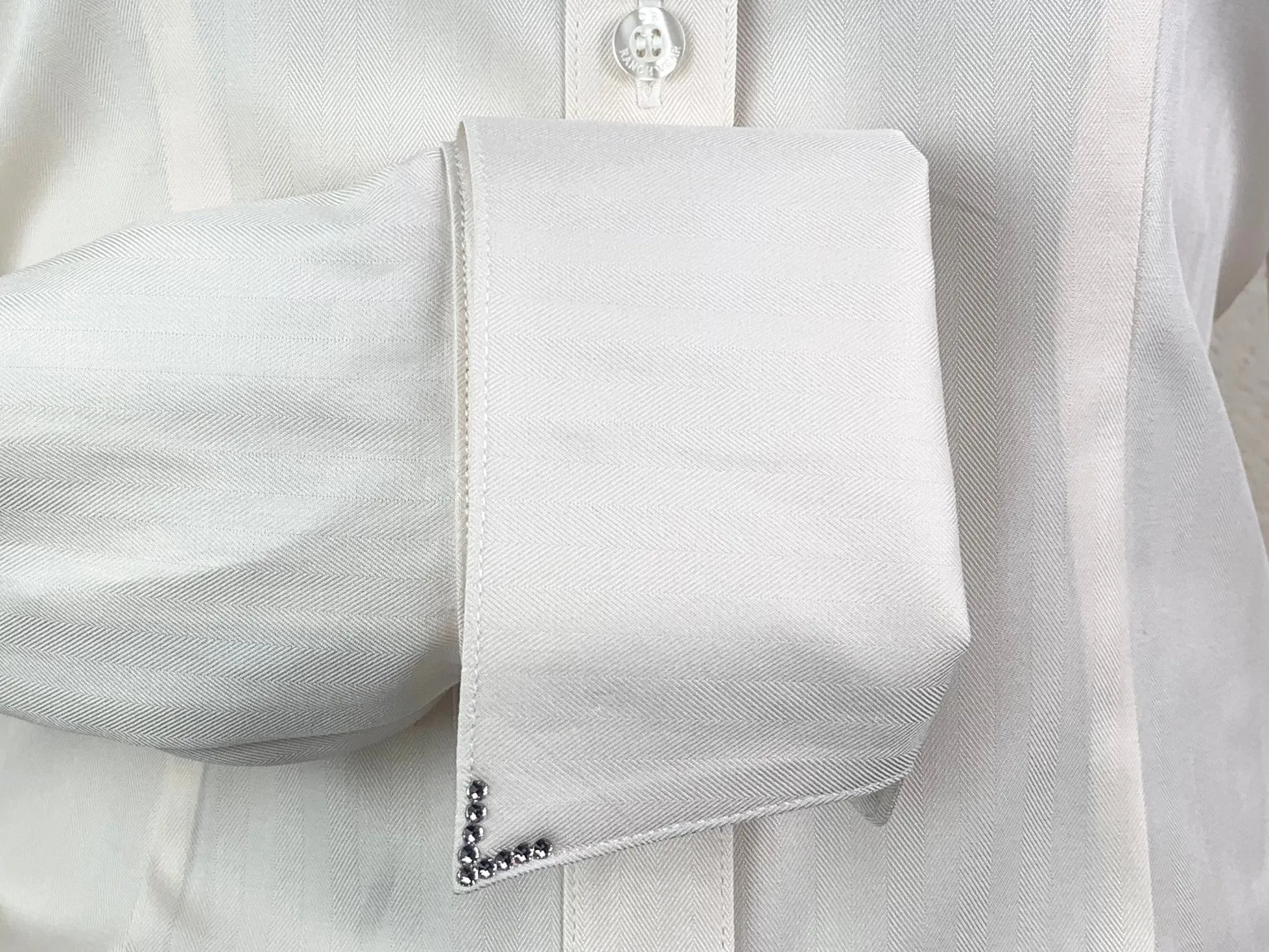CR Classic Cream Herringbone Italian Cotton - FINAL SALE