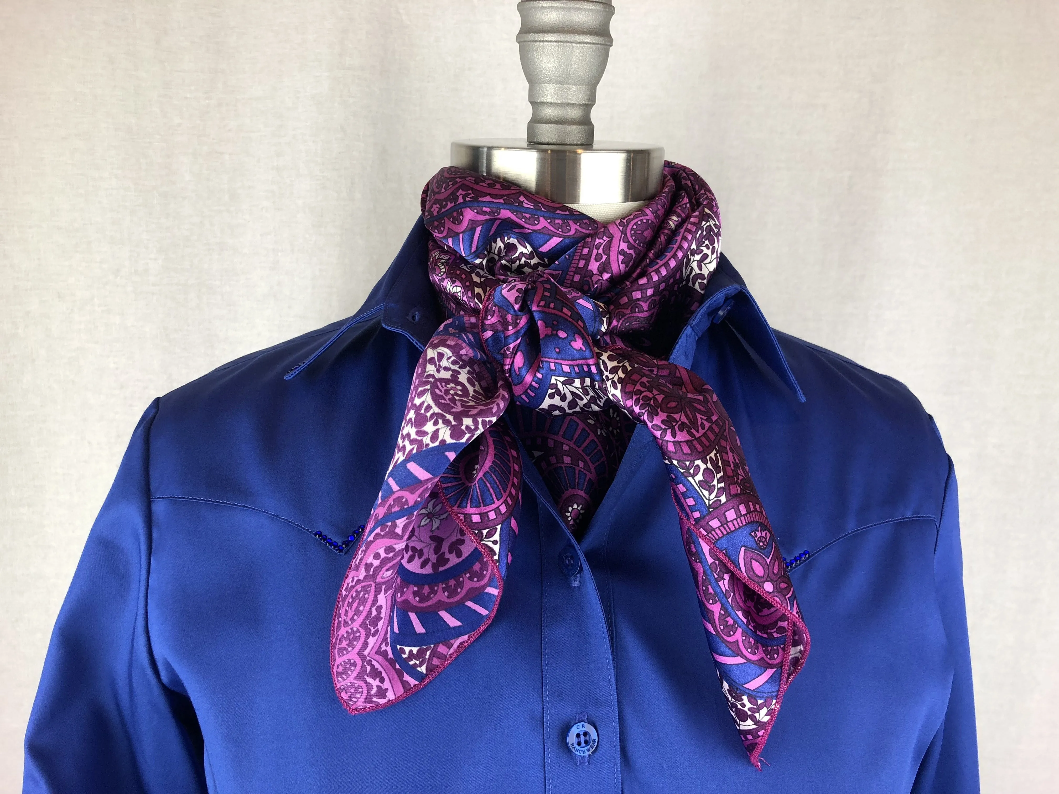 CR Fuchsia and Purple Print Silk Scarf