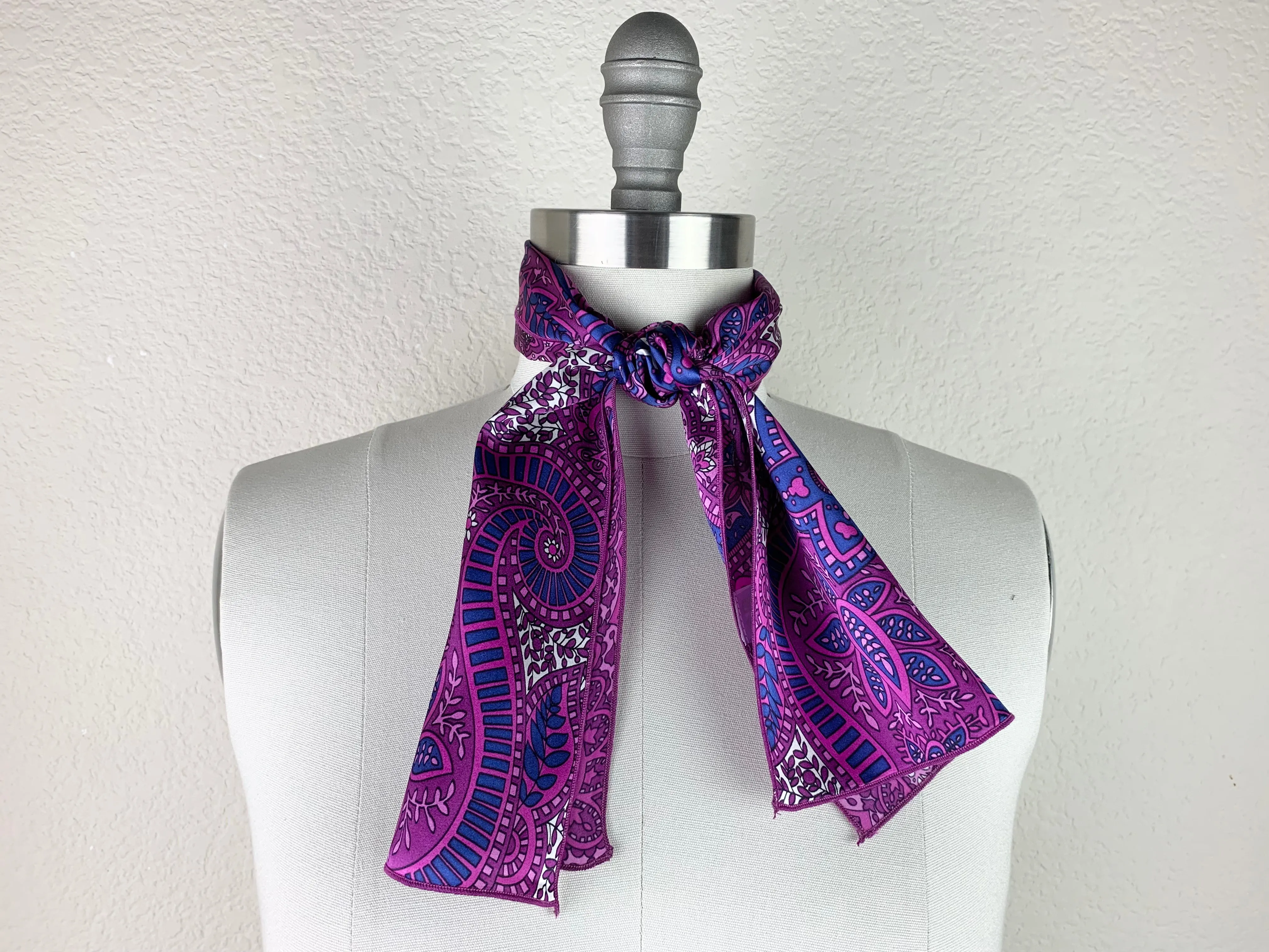 CR Fuchsia and Purple Print Silk Scarf
