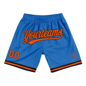 Custom Blue Orange-Black Authentic Throwback Basketball Shorts