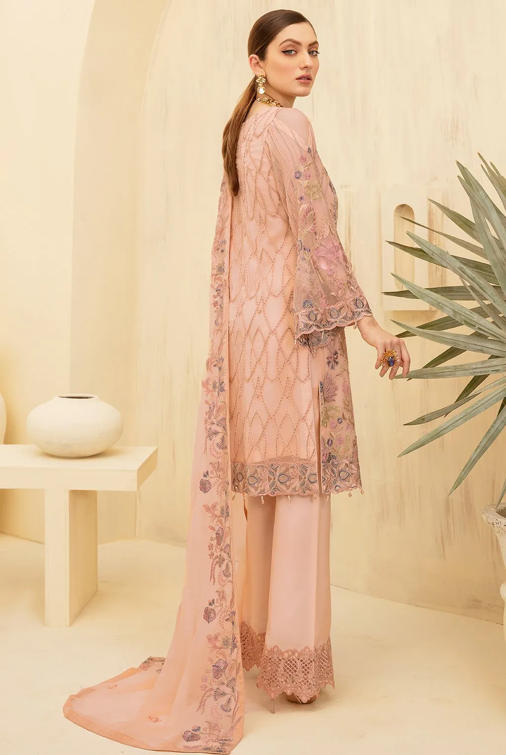 Deepak Perwani Peach Salwar Kameez Latest 2021 #PF101