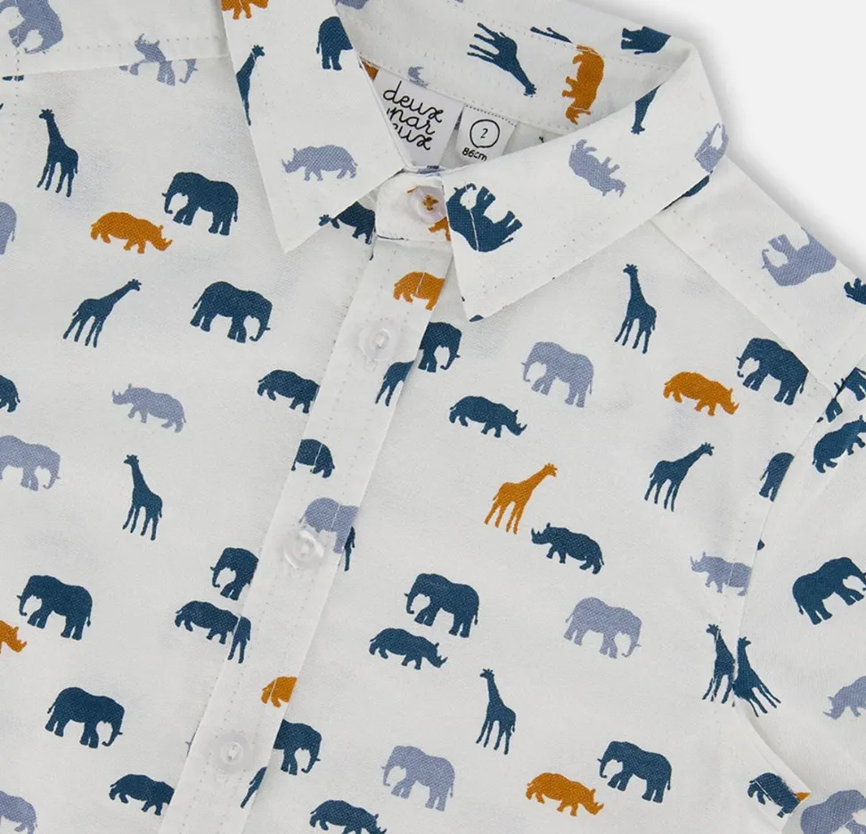 Deux Par Deux Jungle Friends Poplin Shirt