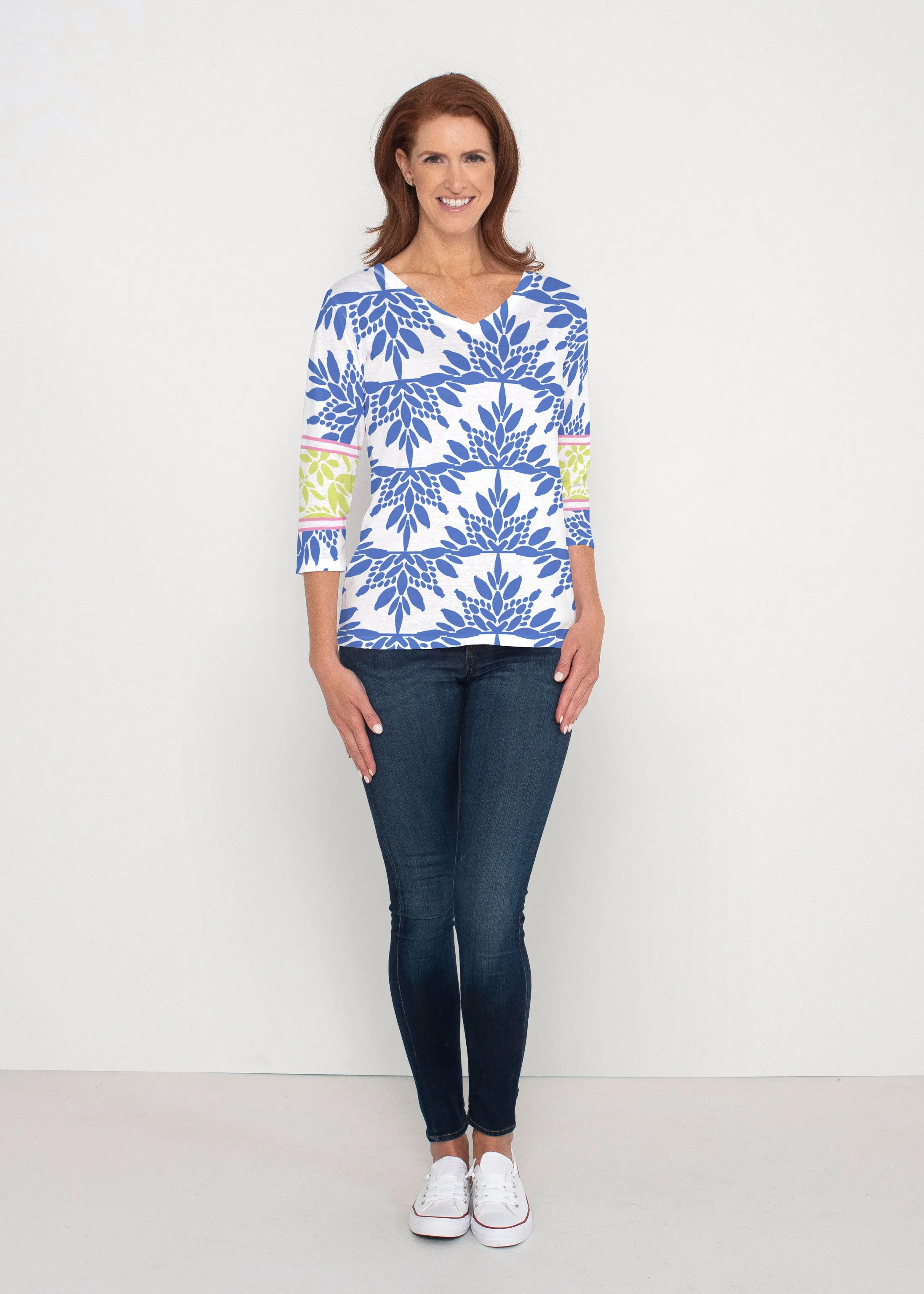 Eccentric (8043) ~ Signature 3/4 Sleeve V-Neck Top
