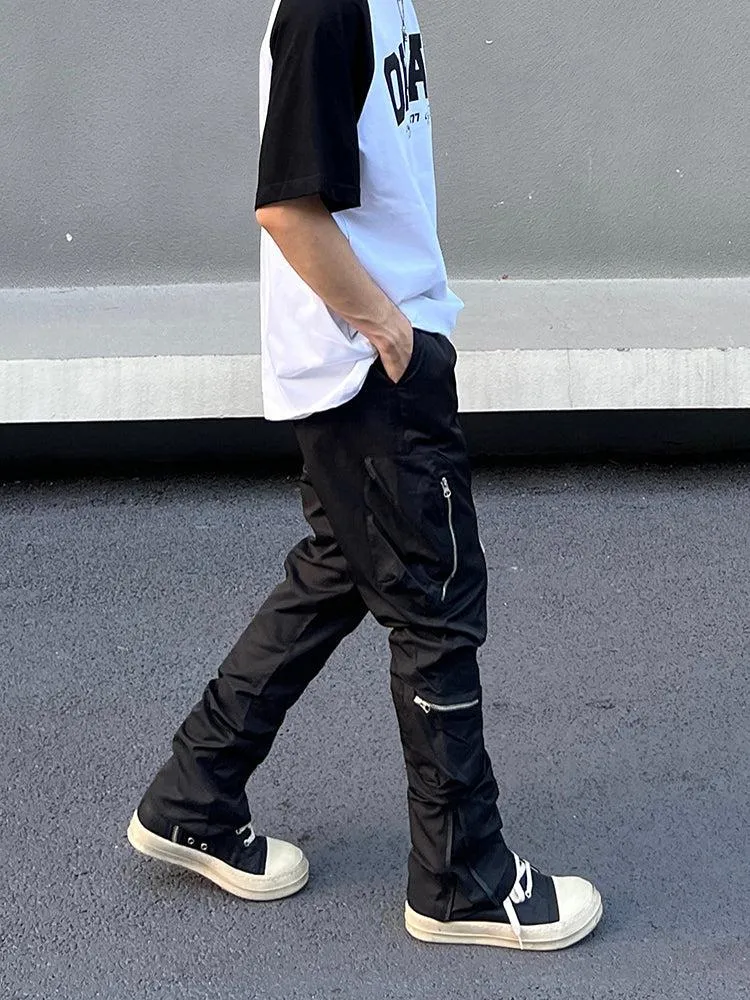 Elastic Waist Zipper Cargo Pants