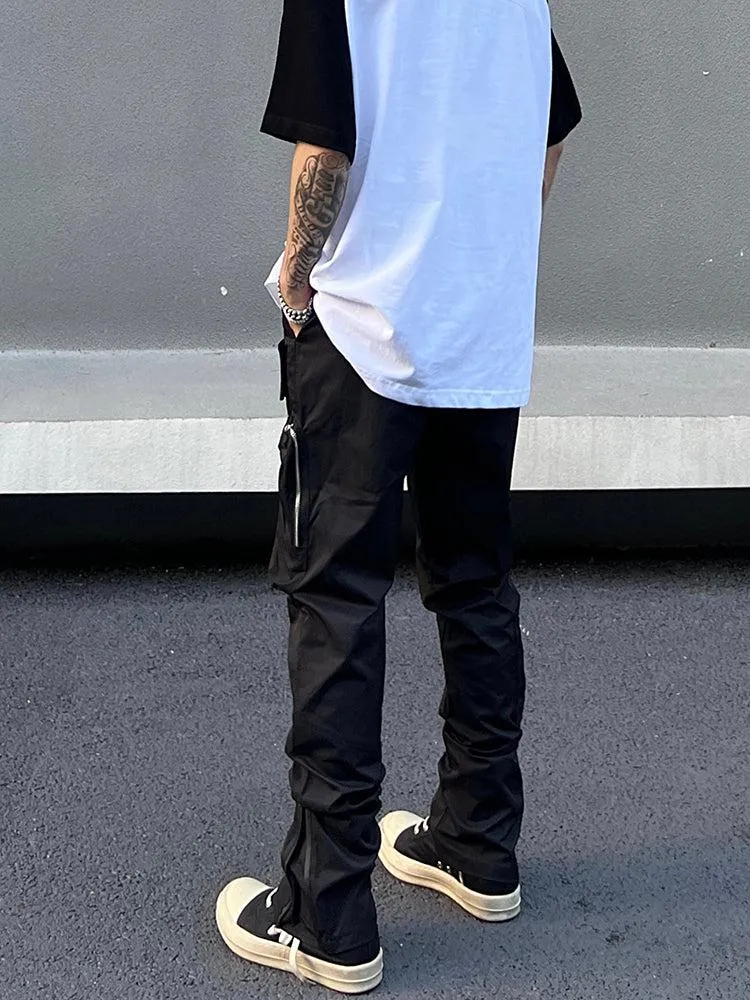 Elastic Waist Zipper Cargo Pants