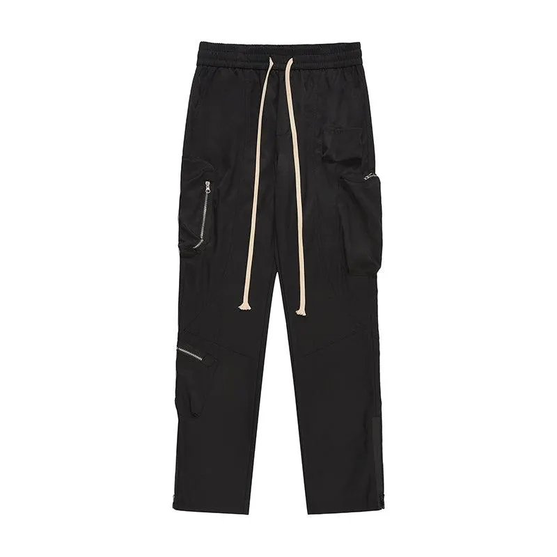 Elastic Waist Zipper Cargo Pants