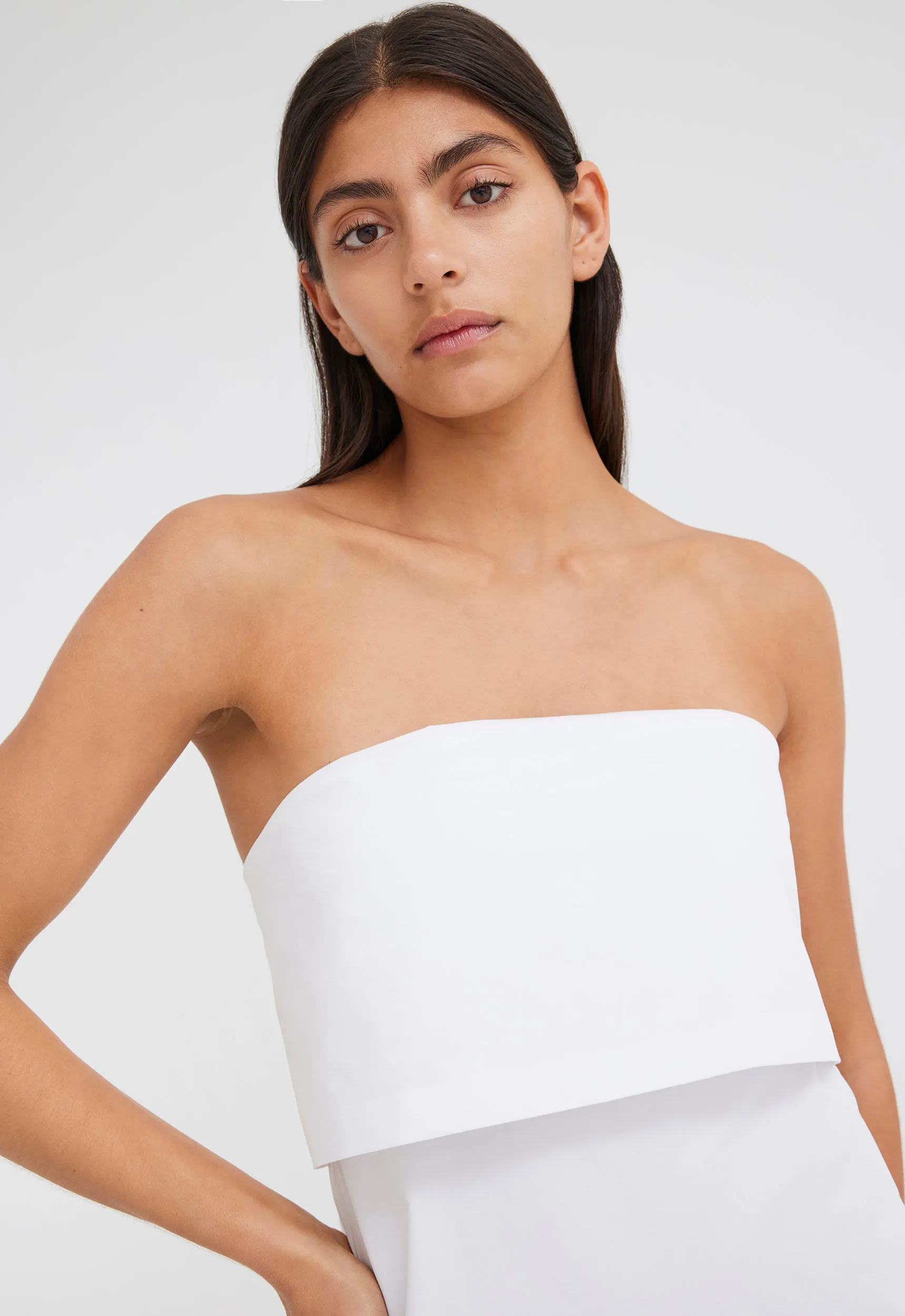 Enfield Cotton Strapless Dress - White