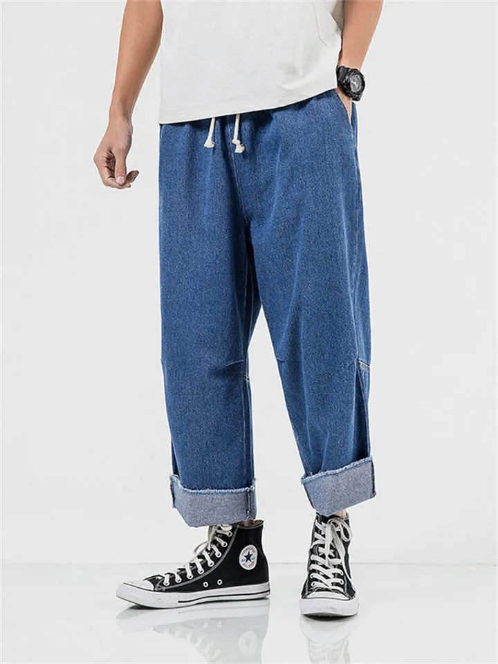 Fashion Drawstring Elastic-waist Wide-leg Pants