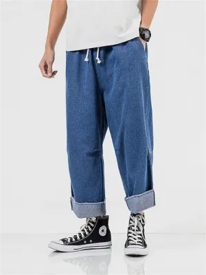 Fashion Drawstring Elastic-waist Wide-leg Pants