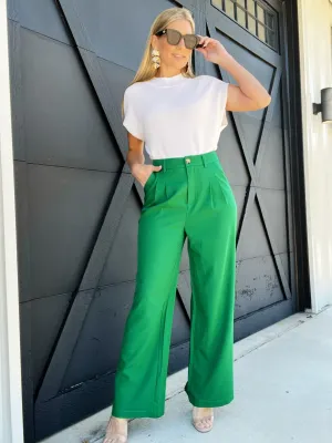 Fashion Forward Straight Leg Pants-Kelly Green