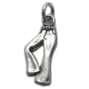 Fashionable Bell Bottom Jean Pants Charm in Sterling Silver.
