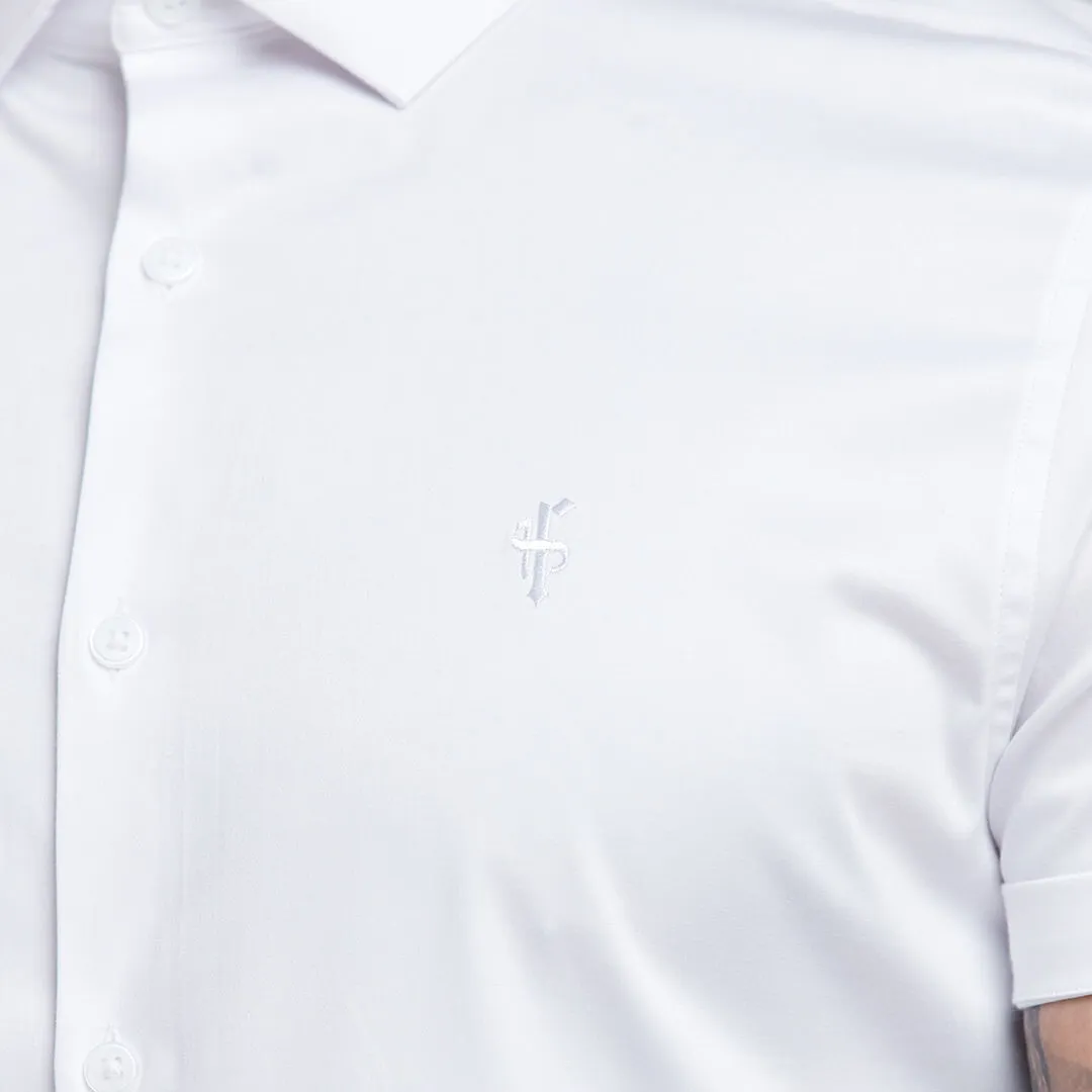 Father Sons Slim Sateen Classic White with White Embroidery - FS395