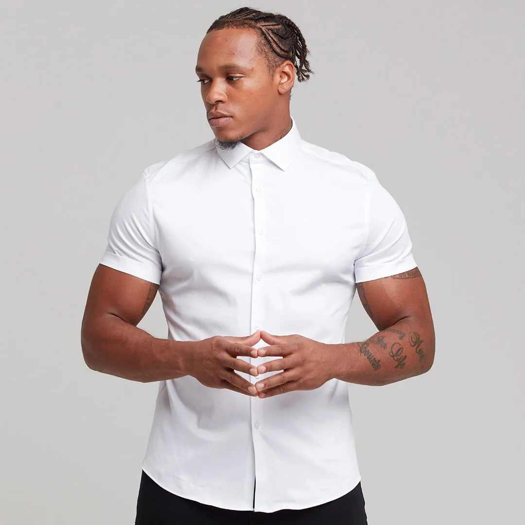 Father Sons Slim Sateen Classic White with White Embroidery - FS395