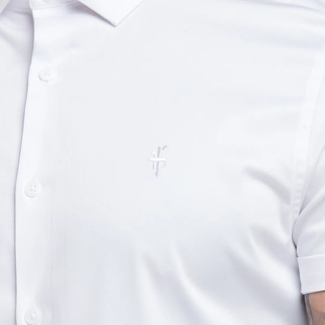Father Sons Slim Sateen Classic White with White Embroidery - FS395
