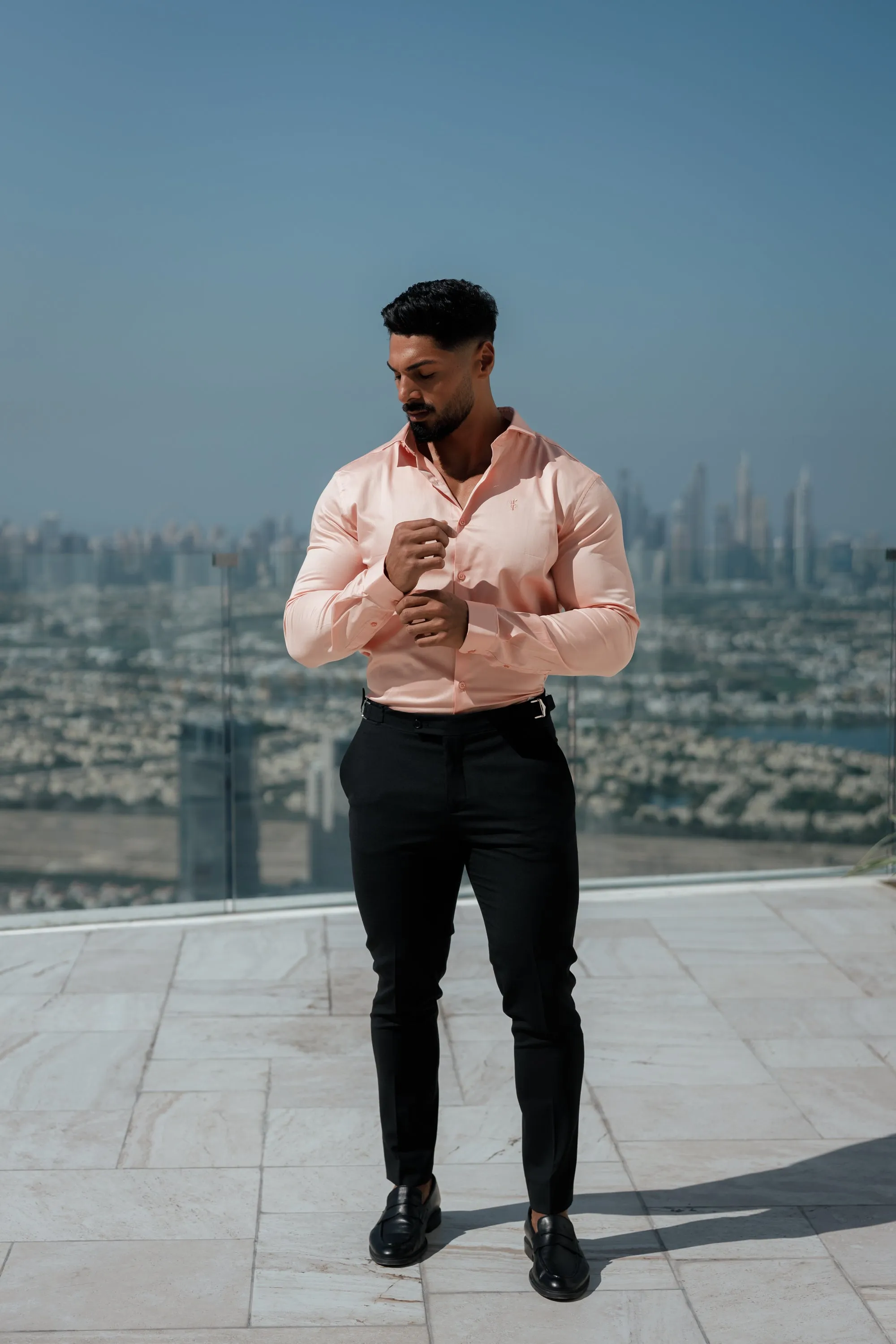 Father Sons Slim Sateen Peach Long Sleeve - FS965