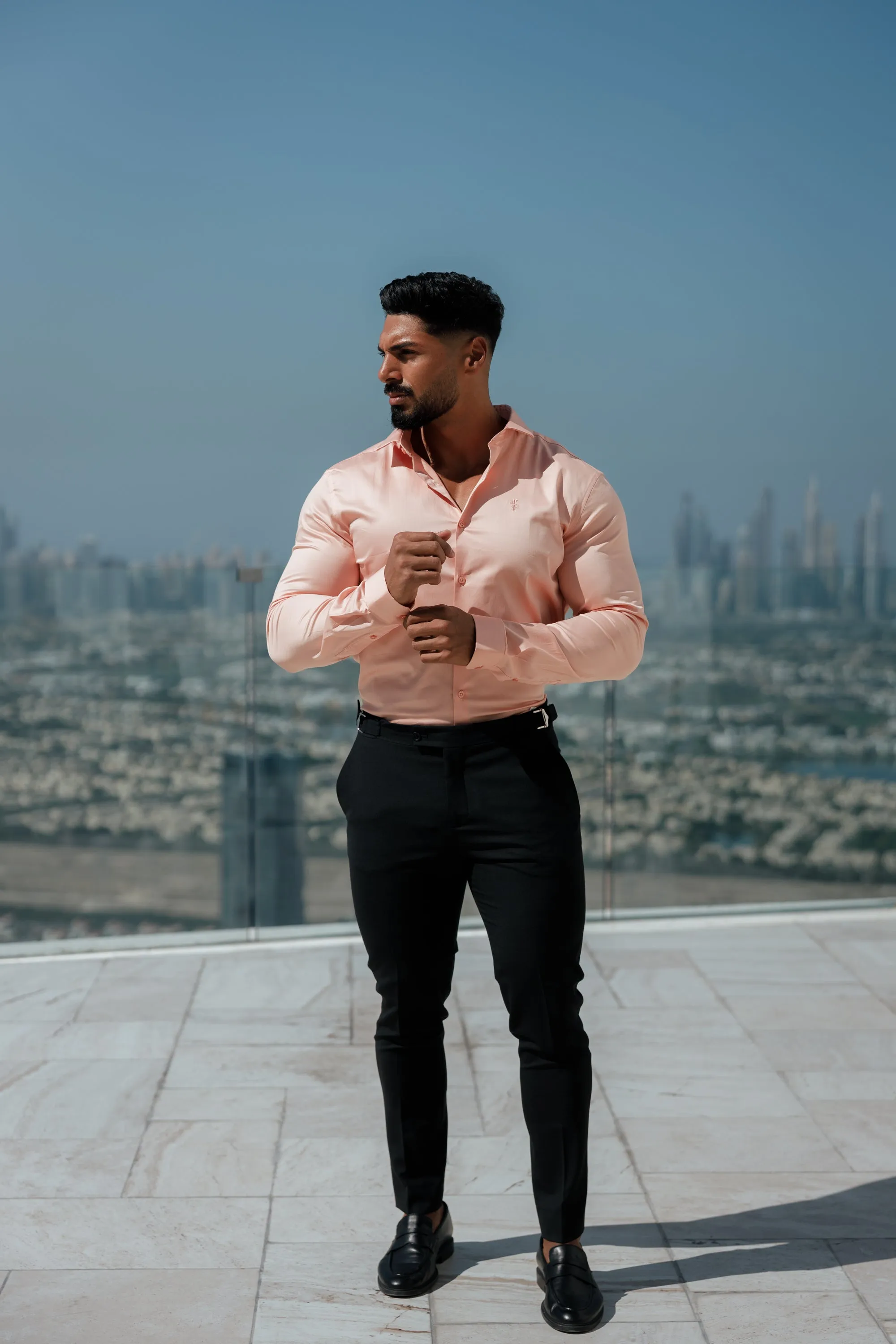 Father Sons Slim Sateen Peach Long Sleeve - FS965