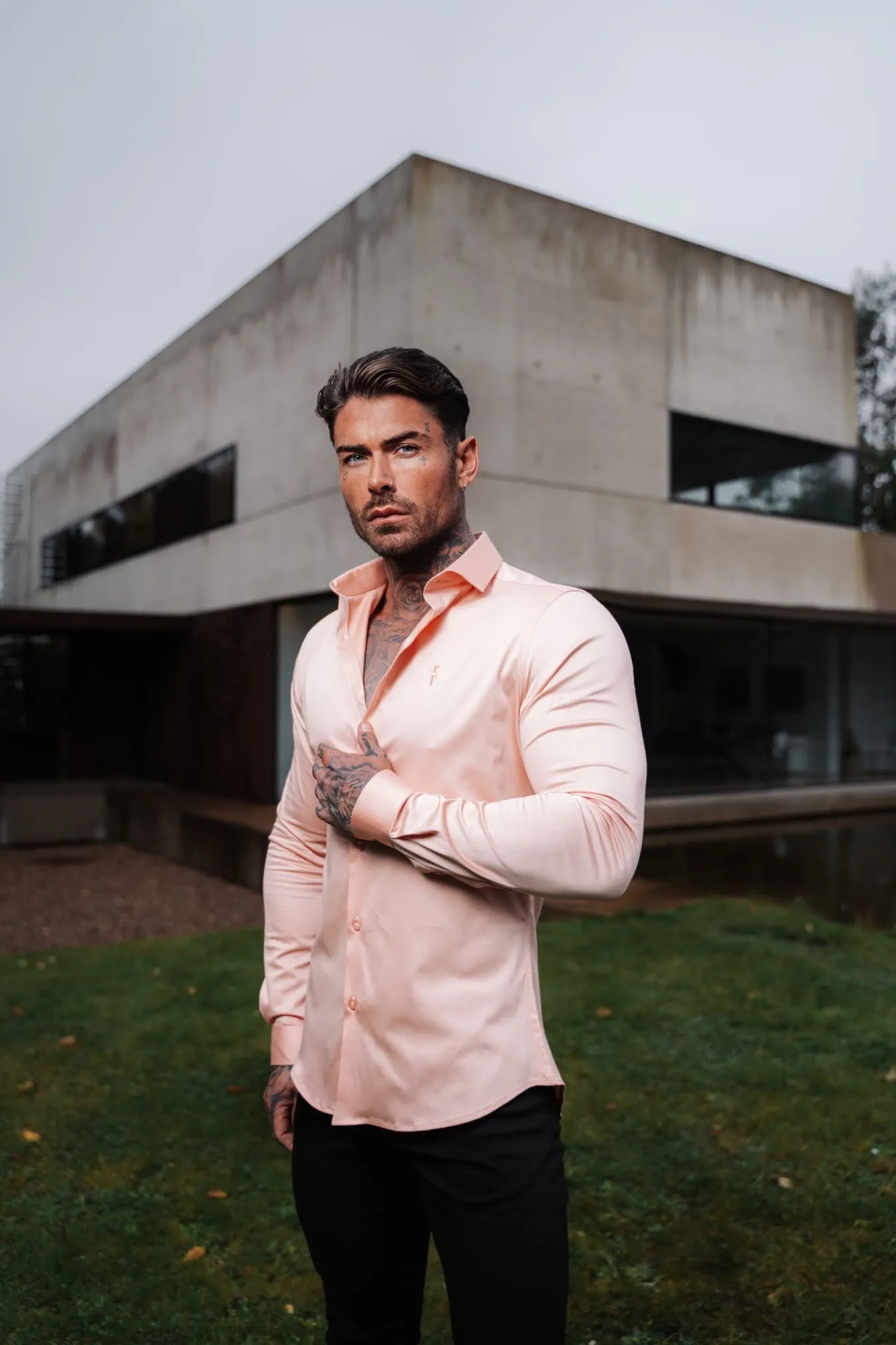 Father Sons Slim Sateen Peach Long Sleeve - FS965