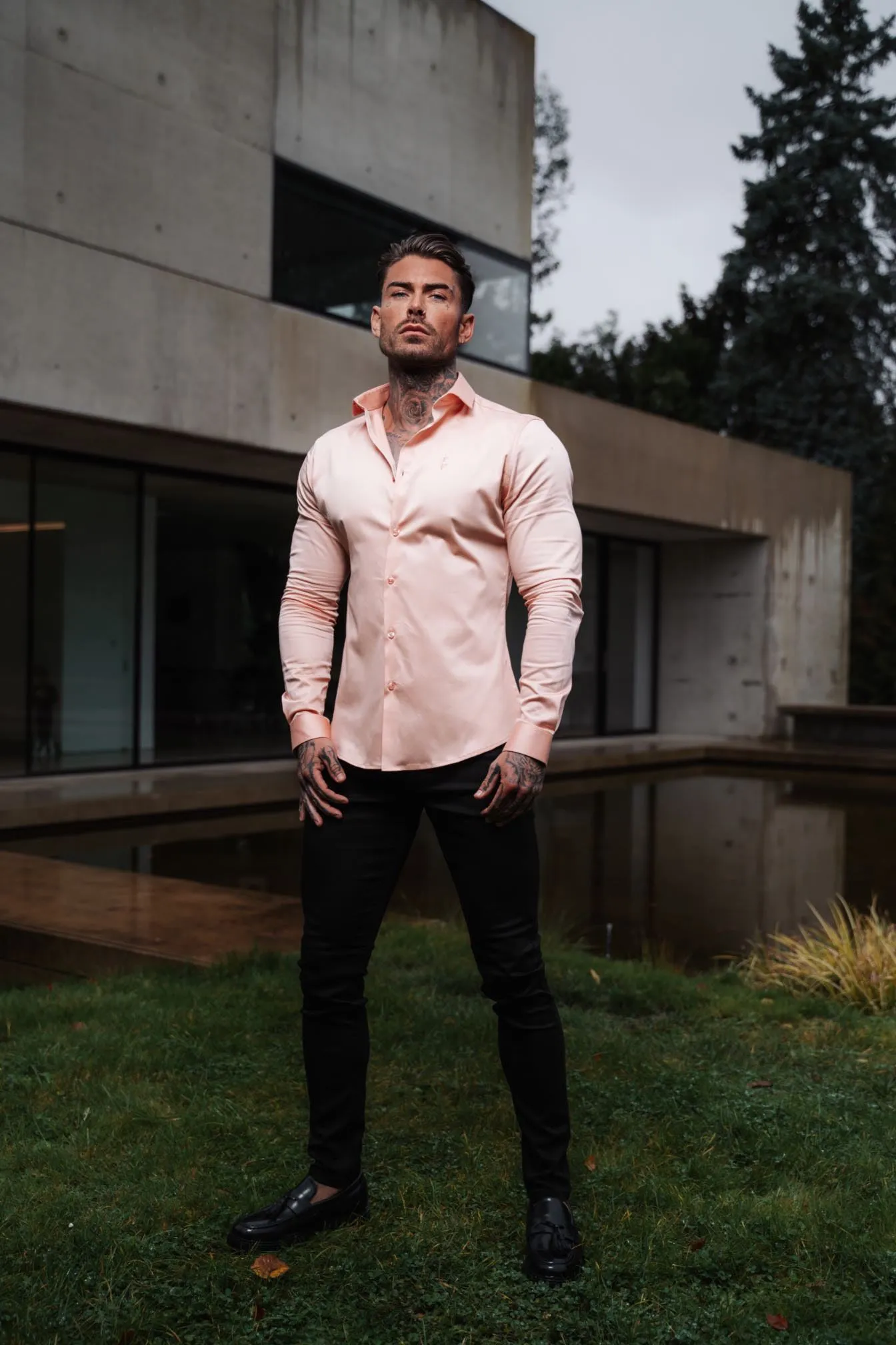 Father Sons Slim Sateen Peach Long Sleeve - FS965