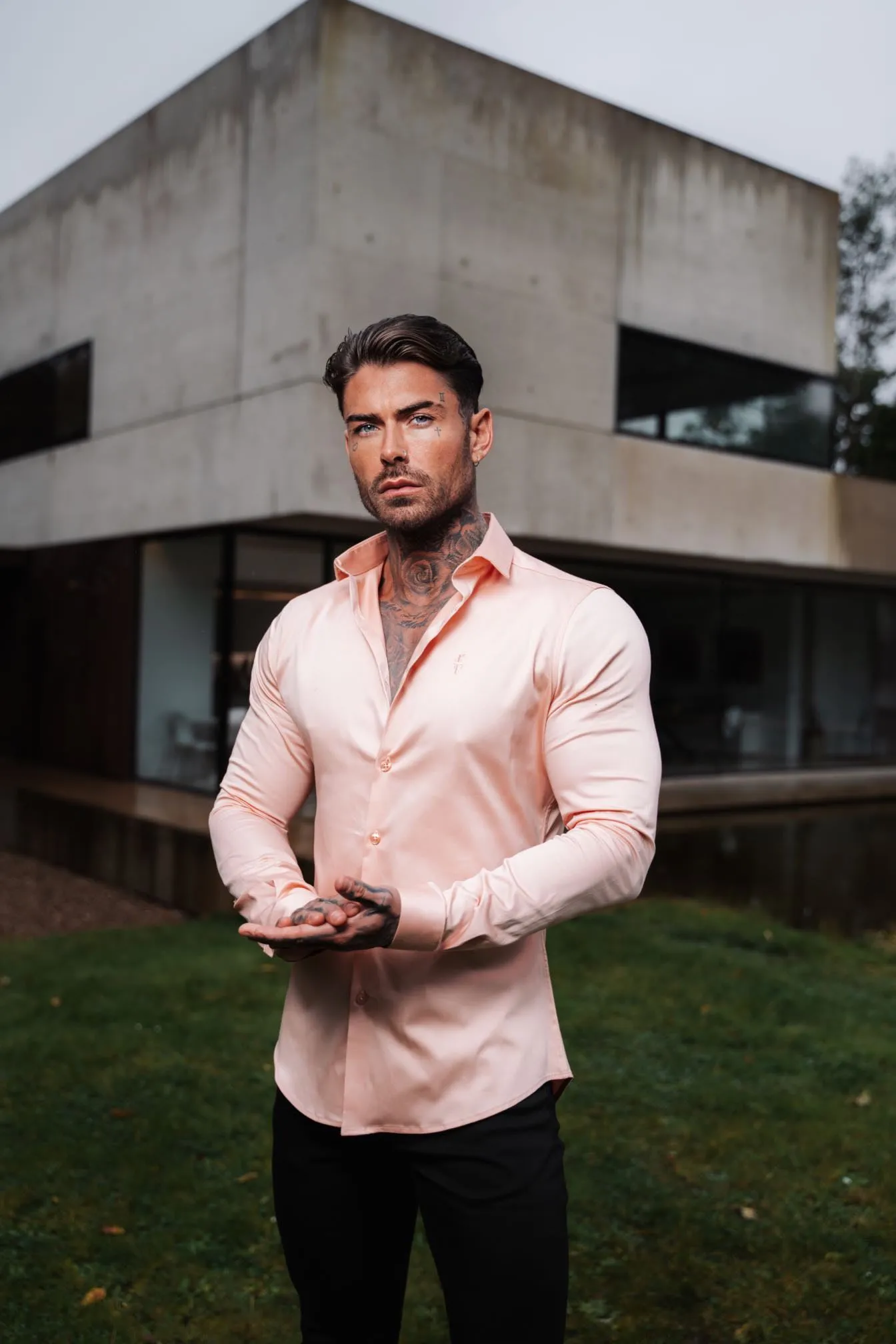 Father Sons Slim Sateen Peach Long Sleeve - FS965