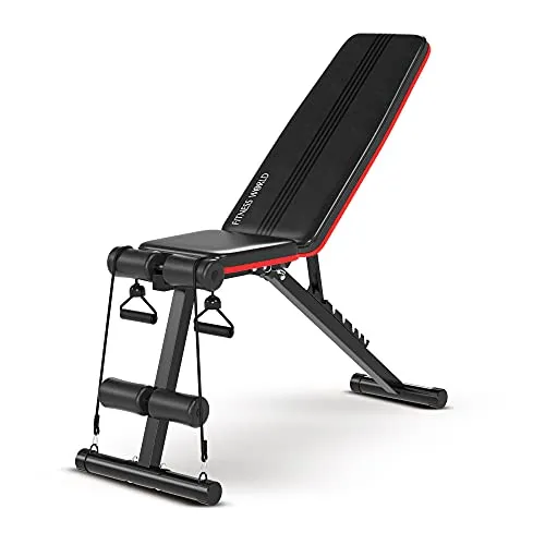 FITNESS WORLD Home Multi Functional Weight Workout Strength Training Multi-Purpose Foldable Incline Decline Exercise Foldable Bench - Weight Limit: 215 Kg