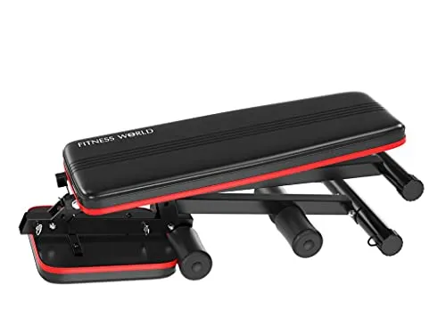 FITNESS WORLD Home Multi Functional Weight Workout Strength Training Multi-Purpose Foldable Incline Decline Exercise Foldable Bench - Weight Limit: 215 Kg