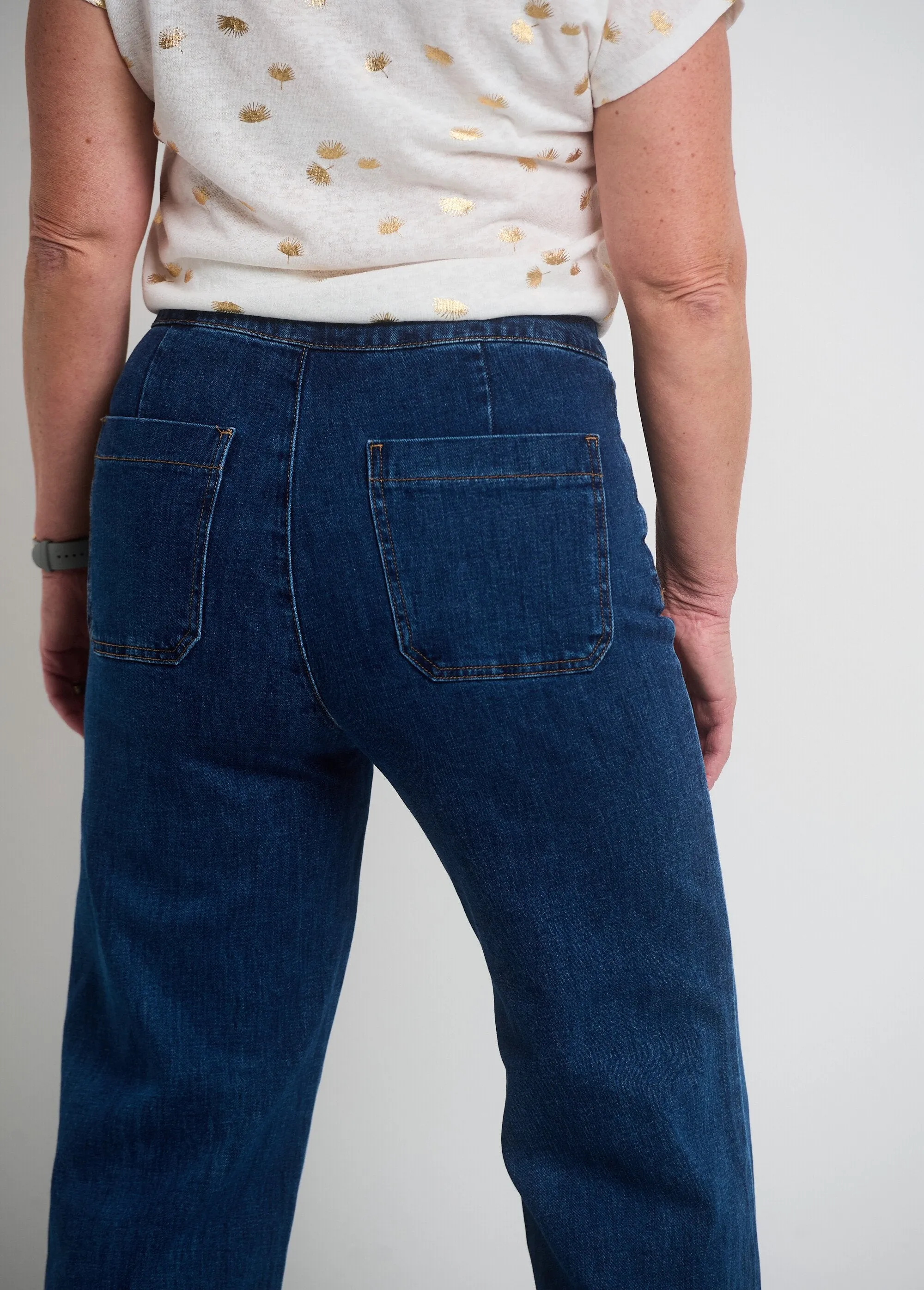 Flare denim bridge pants