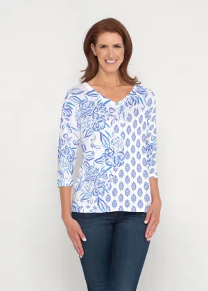 Flora (8041) ~ Signature 3/4 Sleeve V-Neck Top