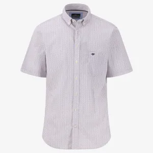 Fynch-Hatton Cotton Poplin Short Sleeve Patterned Shirt - Peony