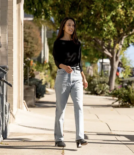 Gia Boat Neck Knit Top Black
