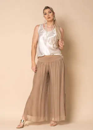 Gia Silk Pants in Desert