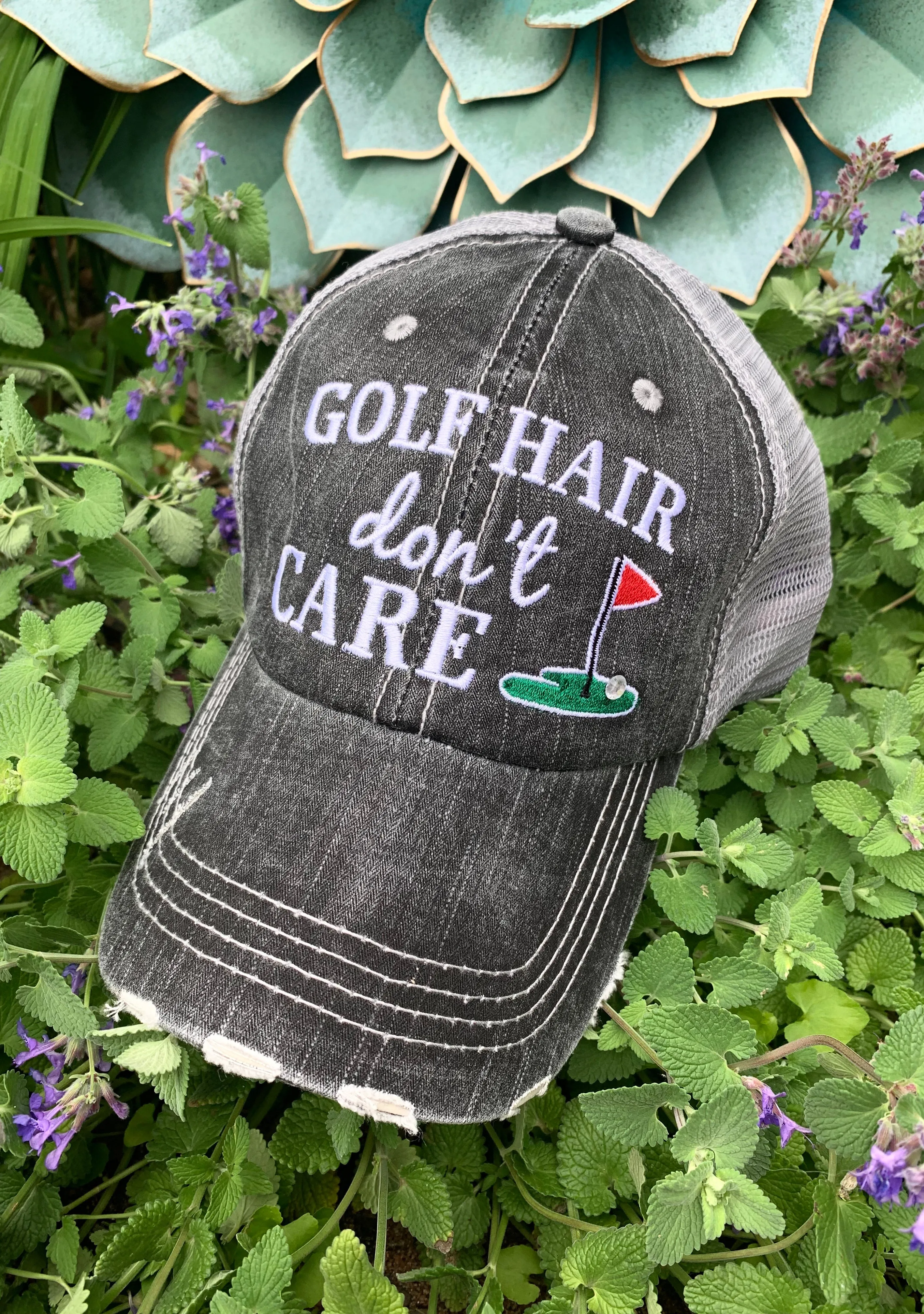 Golf hats Golf mom Golf hair dont care Embroidered personalized distressed trucker caps CUSTOMIZE name numbers BLING