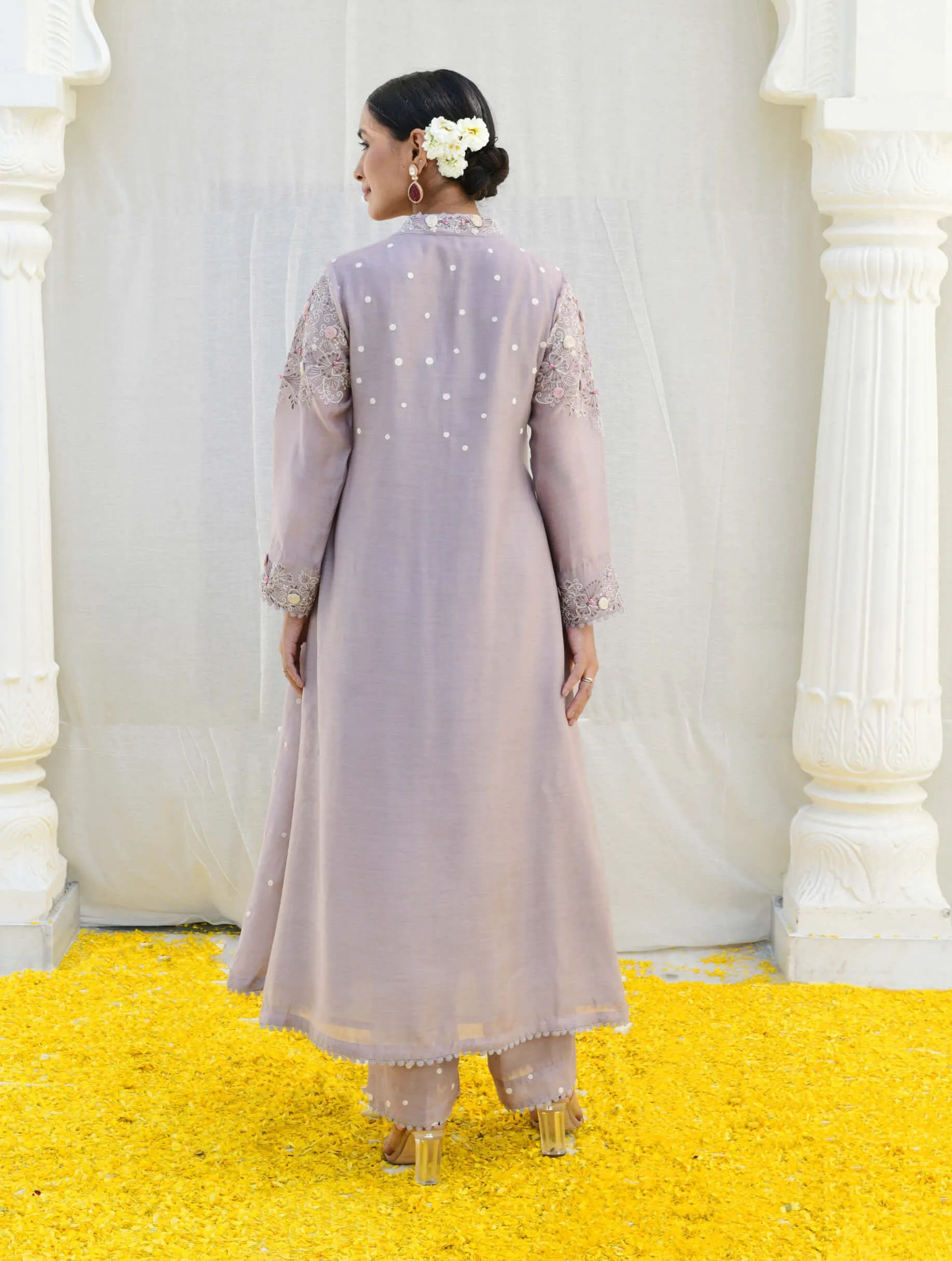 Gray reef frockstyle kurta and pants
