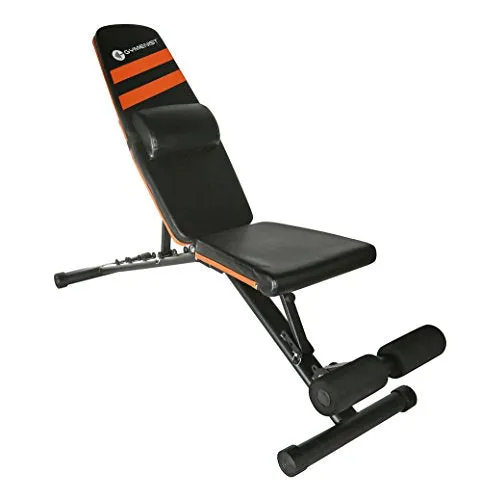 GYMENIST Exercise Bench Adjustable Foldable Compact Workout Weight Bench Easy to Carry NO Assembly Needed, Black-Orange (FOLD-110B)
