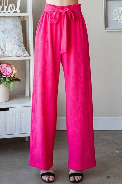 Hazel Blues® | Heimish Front Tie Pants with Paperbag Waistband
