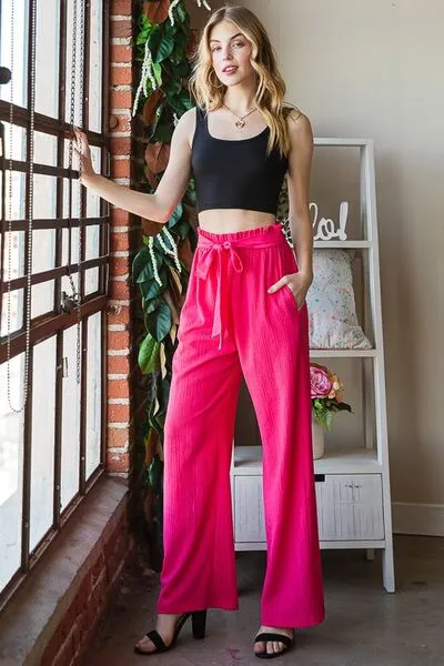 Hazel Blues® | Heimish Front Tie Pants with Paperbag Waistband