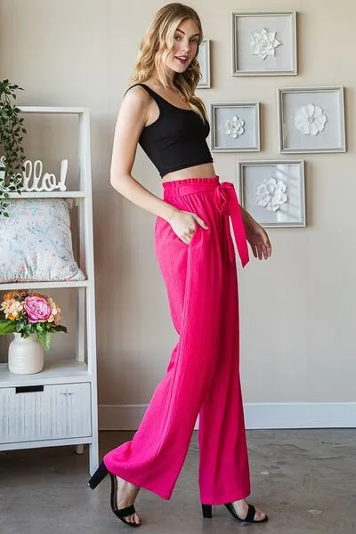 Hazel Blues® | Heimish Front Tie Pants with Paperbag Waistband