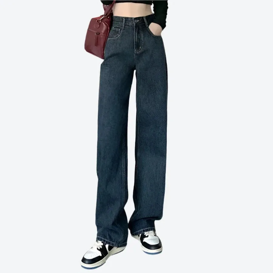 High-Waisted Wide-Leg Denim Pants