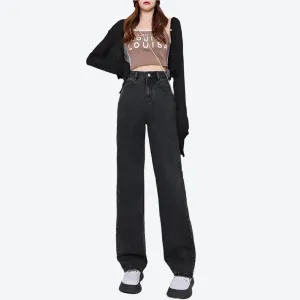 High-Waisted Wide-Leg Denim Pants