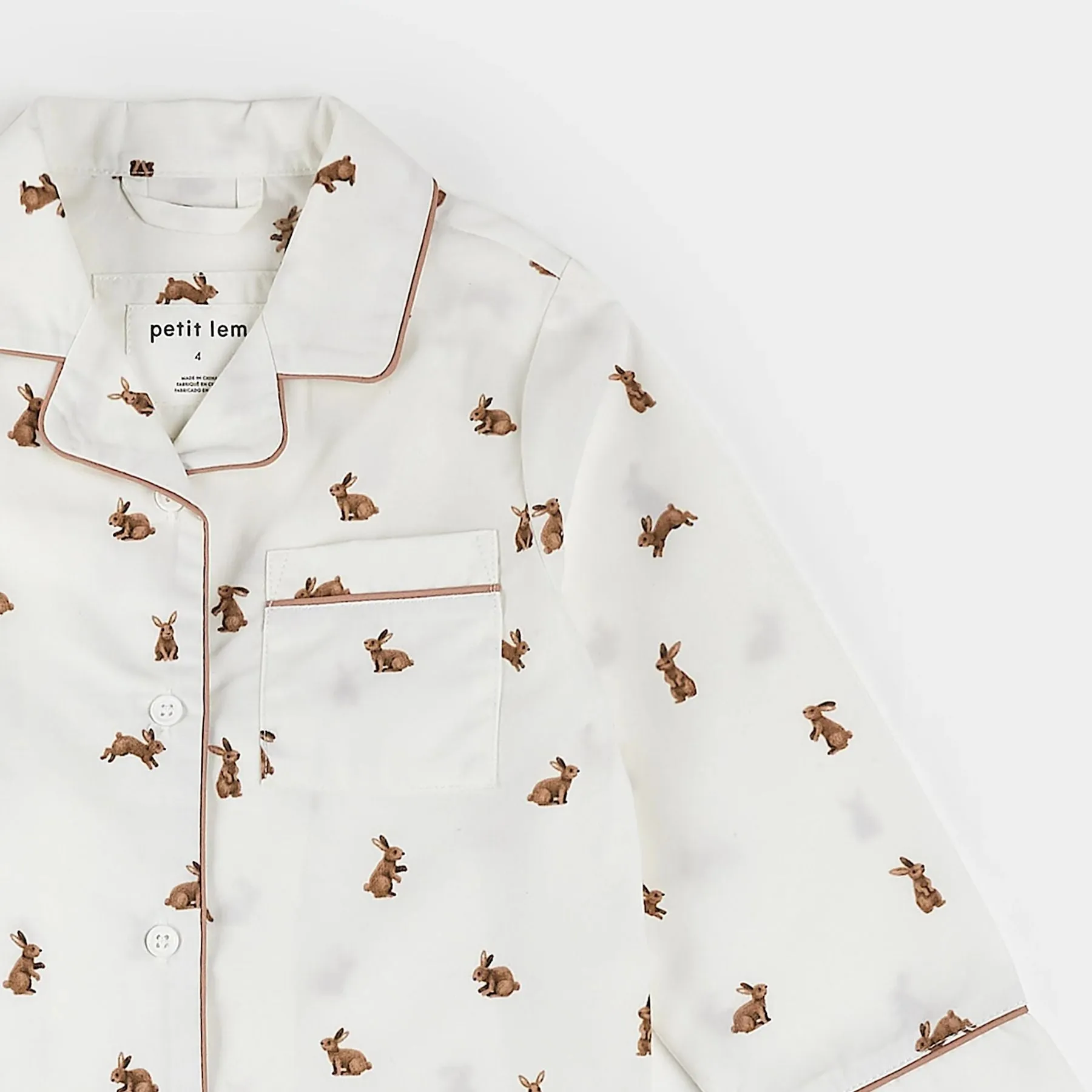 Hoppy Bunnies on Poplin PJ Set