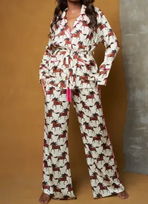 Horse Print Sateen Fringe Pajamas
