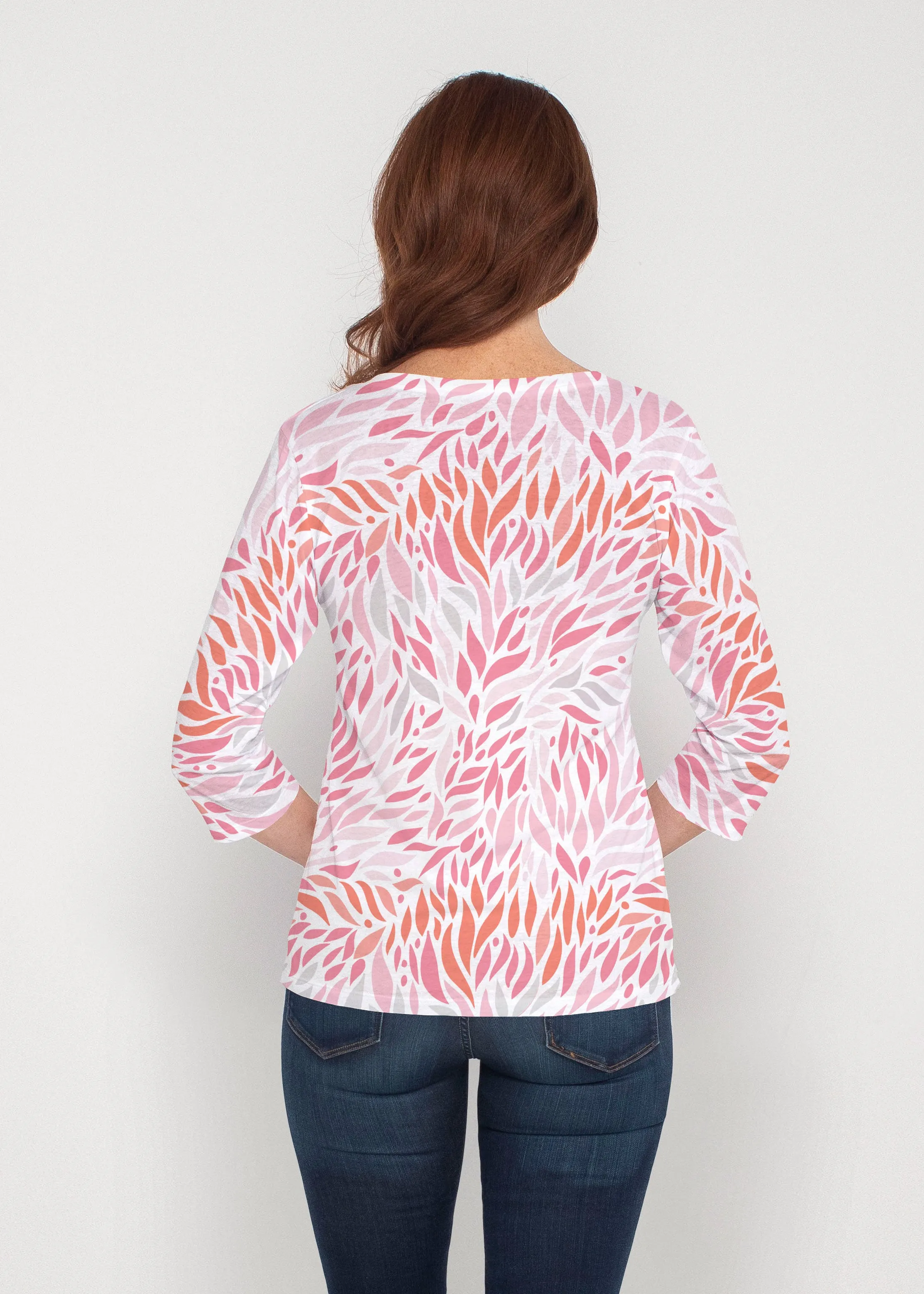 Hotsy Totsy Pink (8145) ~ Signature 3/4 Sleeve V-Neck Top