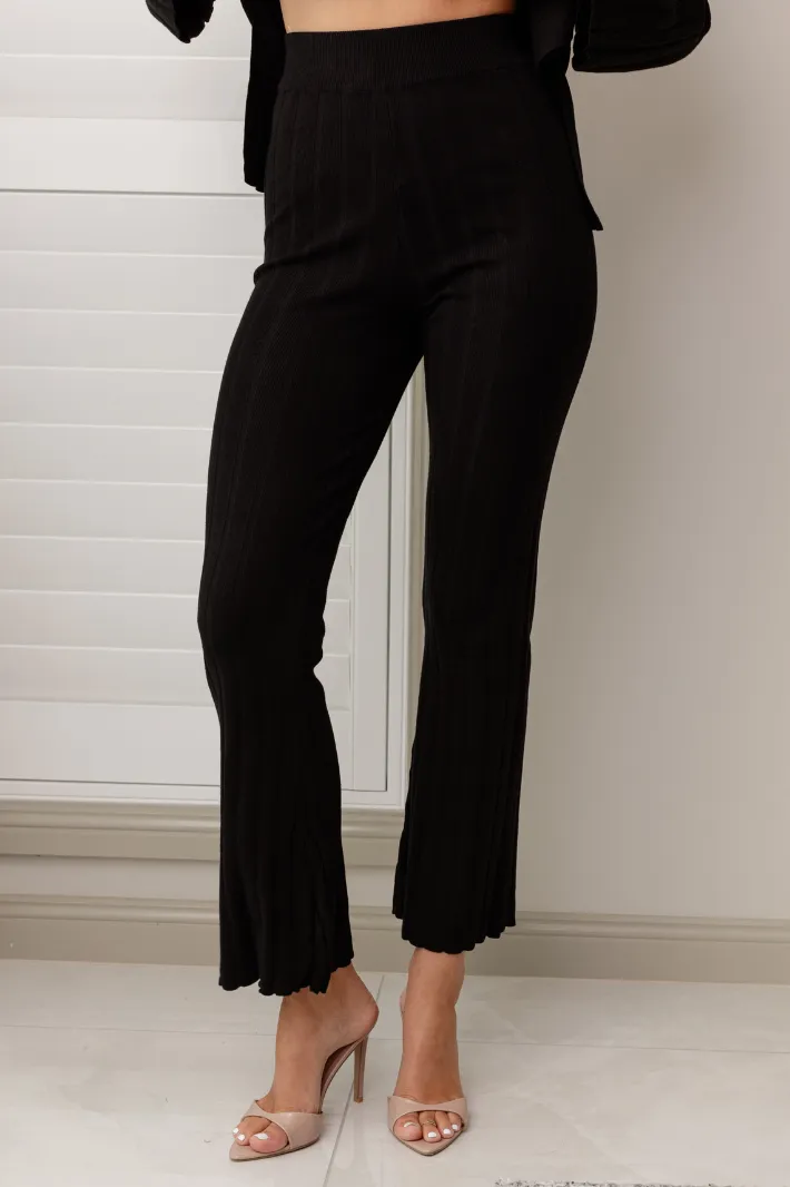 IDRA WIDE LEG KNIT PANTS - Black