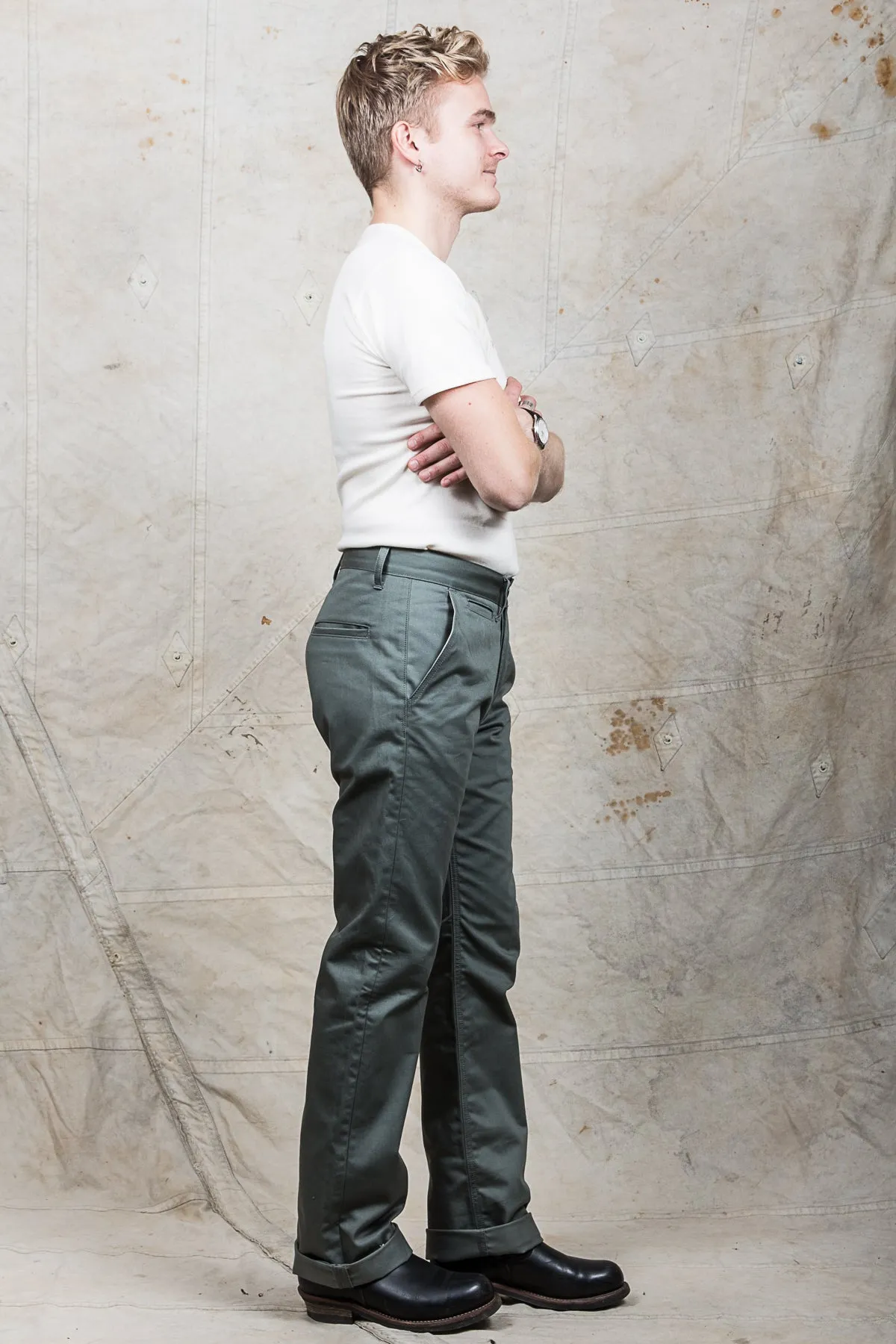 Indigofera Quinn Pants Bell Sateen Huey Green