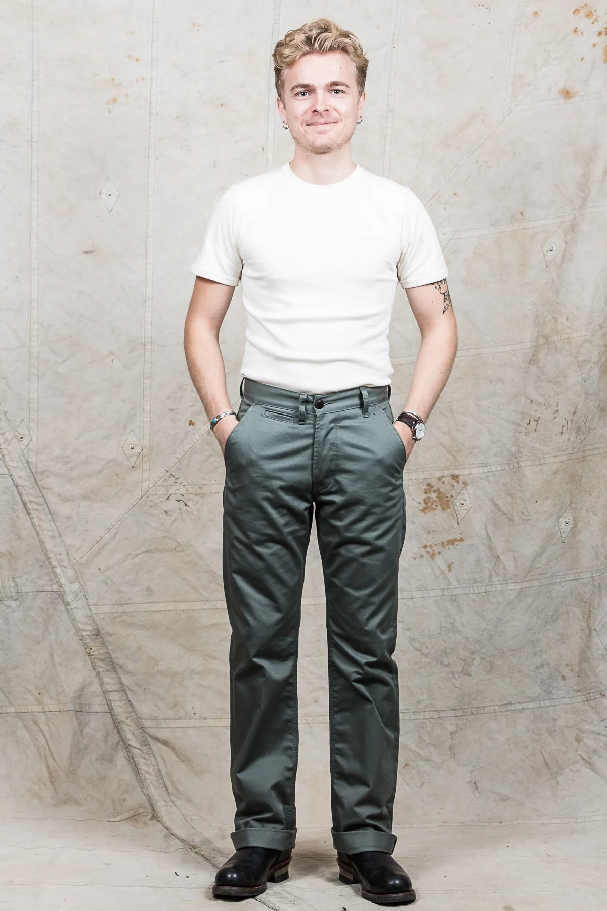 Indigofera Quinn Pants Bell Sateen Huey Green